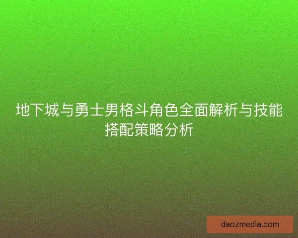 地下城与勇士男格斗角色全面解析与技能搭配策略分析